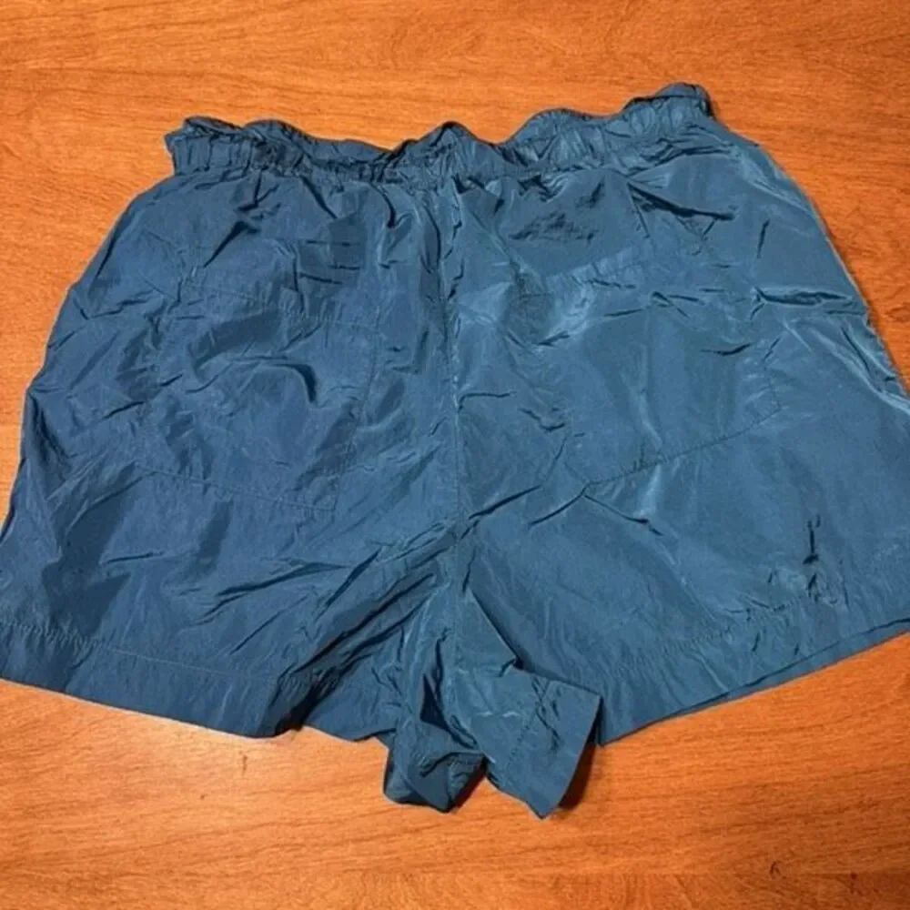 Urban Outfitters Women's High Waist Drawstring Paperbag Shorts Turquoise Large
